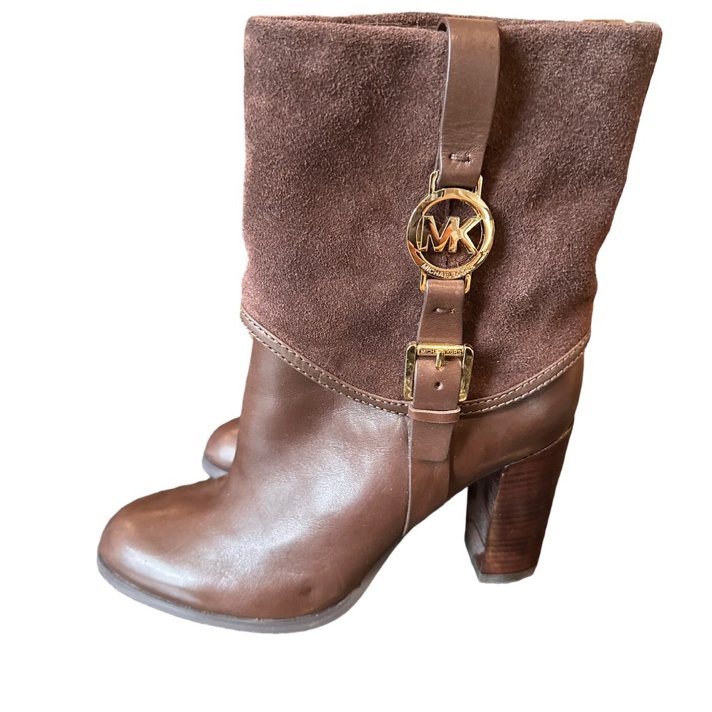 Michael Kors Chocolate Suede and Leather Ankle Boots